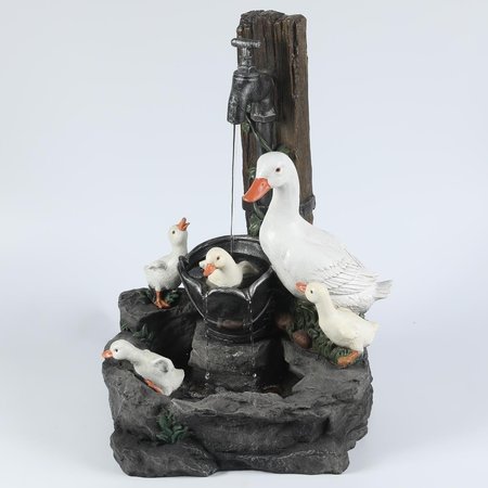 GREENGRASS Resin Duck Family Outdoor Patio Fountain GR2684066